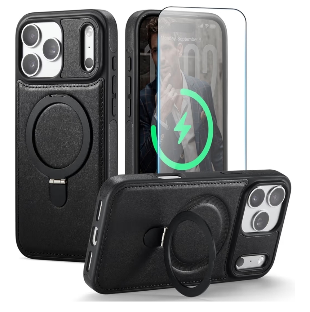 iPhone 17 Pro Leather Black Magsafe Back Case